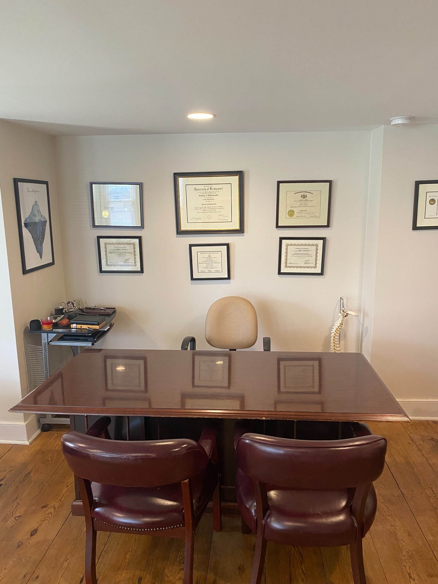 Consultation area and professional credentials